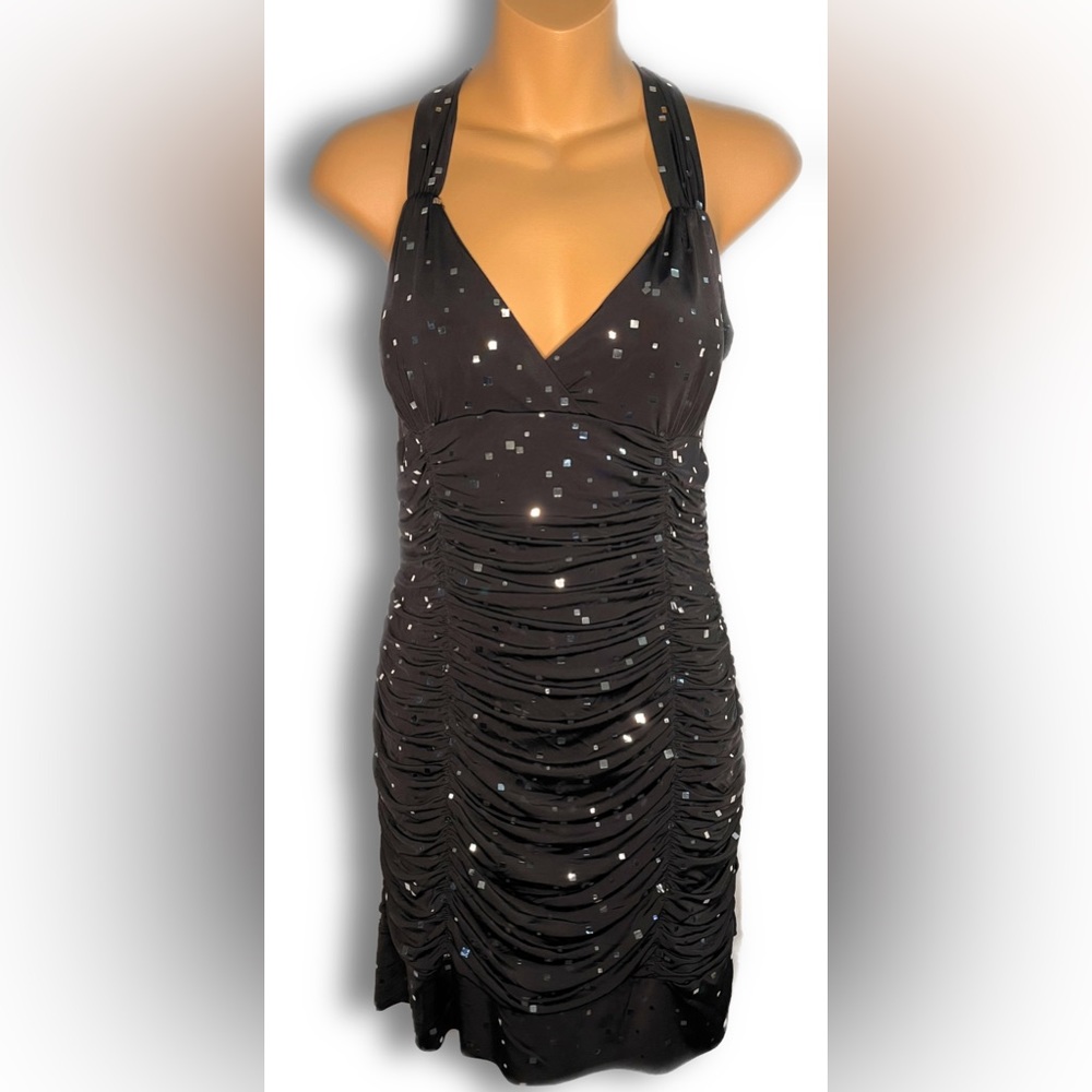 Taboo • Black Body Con Disco Ball Dress Large
